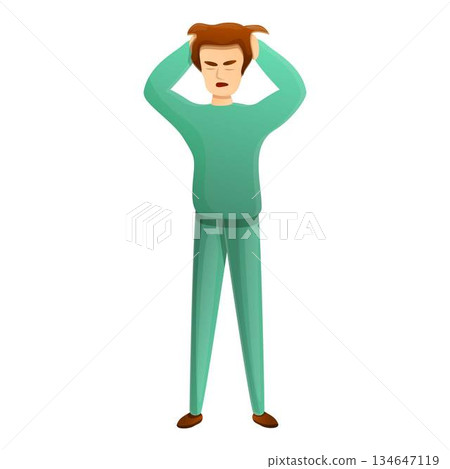 Depression mental hospital man icon, cartoon style Depression mental hospital man icon, cartoon style 134647119