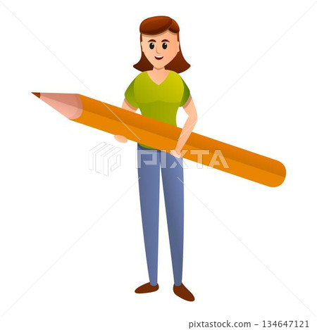 Editor girl icon, cartoon style 134647121