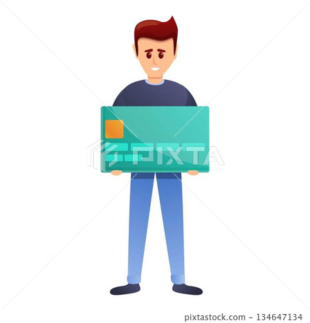 Man with card icon, cartoon style Man with card icon, cartoon style 134647134