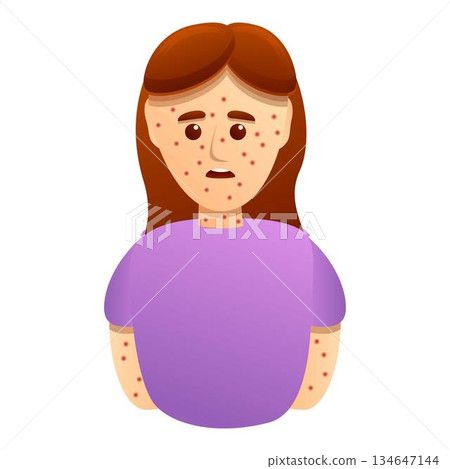 Chicken pox sick girl icon, cartoon style 134647144