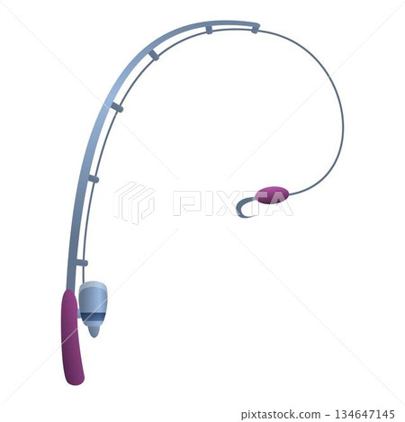 Fishing rod stick icon, cartoon style Fishing rod stick icon, cartoon style 134647145
