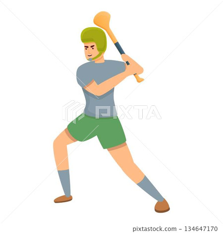 Hurling action player icon, cartoon style Hurling action player icon, cartoon style 134647170