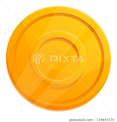 Circle gold token icon, cartoon style 134647174