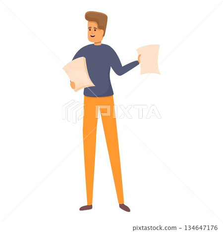 Agitation street papers icon, cartoon style 134647176