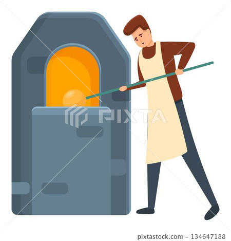 Professional glass blower icon, cartoon style 134647188