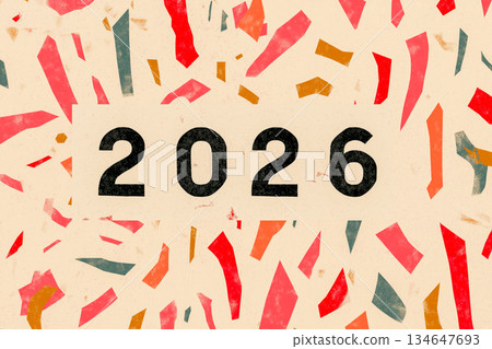2026年新年祝福的五彩紙屑背景素材 134647693