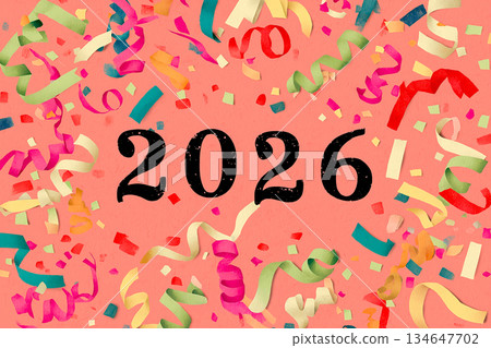2026年新年祝福的五彩紙屑背景素材 134647702