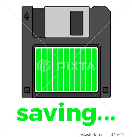 Full progress bar on floppy disk pixel vector illustration Full progress bar on floppy disk pixel vector illustration 134647733