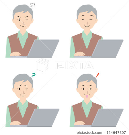 筆記型電腦和老年男子② 134647807