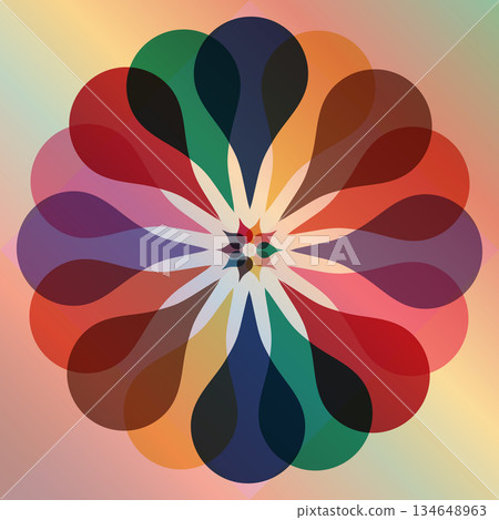 Abstract Geometric Floral Mandala With Colorful Petals 134648963