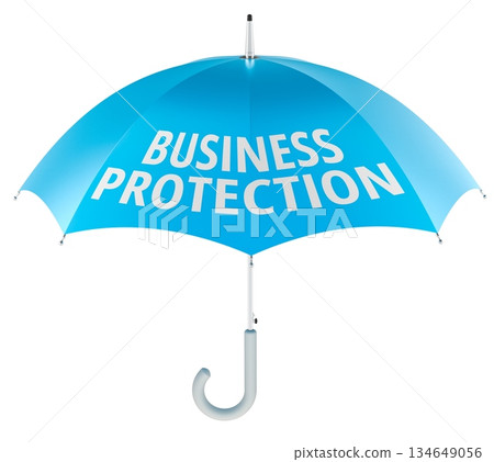 Business Protection, blue umbrella. 3D rendering 134649056