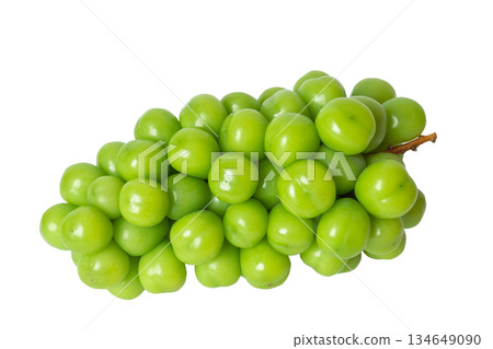 A bunch of fresh green grapes of the variety- shine muscat, on a white background 134649090