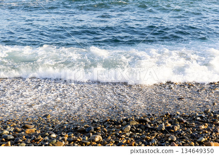 Winter white waves crashing on the coast of Oarai Winter white waves crashing on the coast of Oarai 134649350