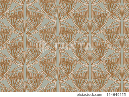 Decorative flowers and leaves in art nouveau style 134649355