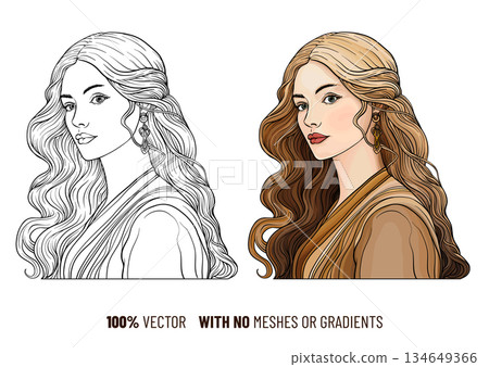 Art nouveau style portrait of woman 134649366