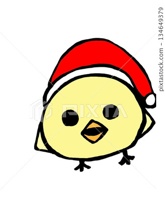 Chick wearing a Santa hat Chick wearing a Santa hat 134649379