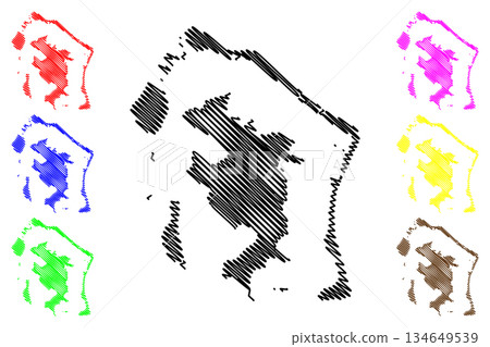 Bora Bora island (France, French Republic, Pacific Ocean, Society Islands Archipelago, French Polynesia) map vector illustration, scribble sketch Bora Bora map 134649539