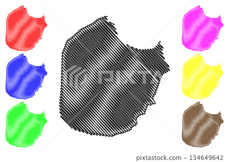 Farallon de Pajaros Island (Commonwealth of the Northern Mariana Islands, Pacific Ocean, United States of America, USA) map vector illustration, scribble sketch Uracus or Urracas map 134649642