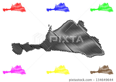 Fatu Huku island (France, French Republic, Pacific Ocean, Marquesas Islands Archipelago, French Polynesia) map vector illustration, scribble sketch Fatu Uku map Fatu Huku island (France, French Republic, Pacific Ocean, Marquesas Islands Archipelago, French Polynesia) map vector illustration, scribble sketch Fatu Uku map 134649644