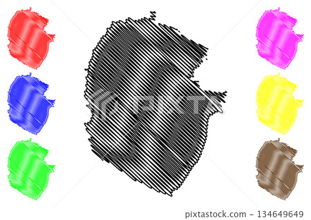 Guguan Island (Commonwealth of the Northern Mariana Islands, Pacific Ocean, United States of America, USA) map vector illustration, scribble sketch Guguan map 134649649