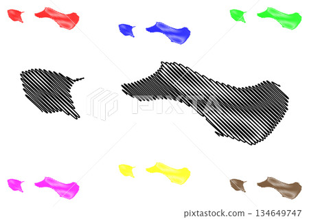 Mali and Sanambiet island (New Guinea, Pacific Ocean, Bismarck Archipelago, Lihir Group) map vector illustration, scribble sketch map 134649747