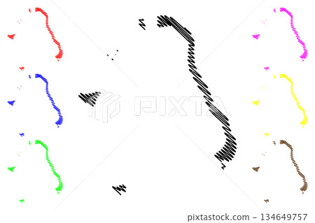 Maupihaa island (France, French Republic, Pacific Ocean, Society Islands Archipelago, French Polynesia) map vector illustration, scribble sketch Mopelia map 134649757