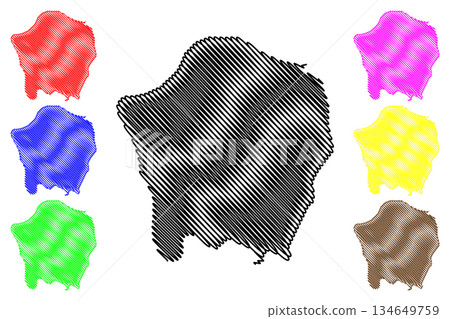 Mehetia island (France, French Republic, Pacific Ocean, Society Islands Archipelago, French Polynesia) map vector illustration, scribble sketch Meheti'a or Me'eti'a map 134649759