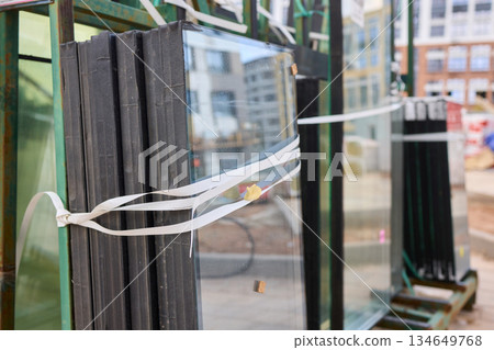 Stacked window frames are now fully prepared and ready for the upcoming installation process Stacked window frames are now fully prepared and ready for the upcoming installation process 134649768