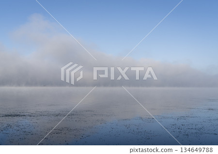 foggy November morning over the Tennessee River at Colbert Ferry Park, Natchez Trace Parkway foggy November morning over the Tennessee River at Colbert Ferry Park, Natchez Trace Parkway 134649788