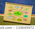 time decluttering, productivity and lifestyle concept, mind map sketch 134649972