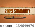 2025 year summary banner - text on art paper, end of year business concept 134649979