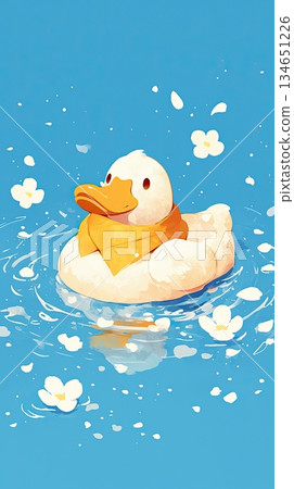 rubber duck with scarf and white flowers minimalism blue wallpaper rubber duck with scarf and white flowers minimalism blue wallpaper 134651226