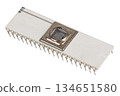 Old retro CPU microchip processor 134651580