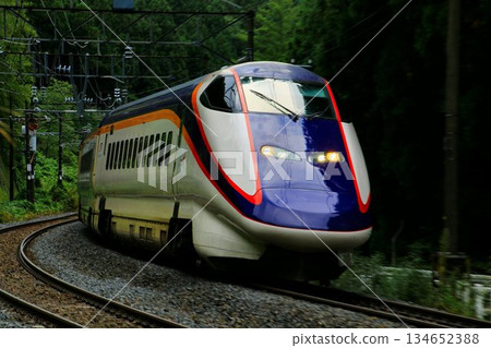 Farewell Tsubasa... The Yamagata Shinkansen Tsubasa E3 series travels through the mountainous Ou Main Line 134652388