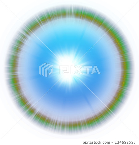 透明背景上的藍色能量光球和彩虹光暈 134652555