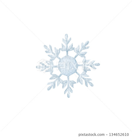 Watercolor snowflake for winter and Christmas card design. Suitable for holiday decoration, seasonal background, minimal festive layout and greeting card. Watercolor snowflake for winter and Christmas card design. Suitable for holiday decoration, seasonal background, minimal festive layout and greeting card. 134652610
