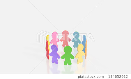 Colorful People Figures Standing Together Representing Diversity and Community Concept 3d render. 134652912