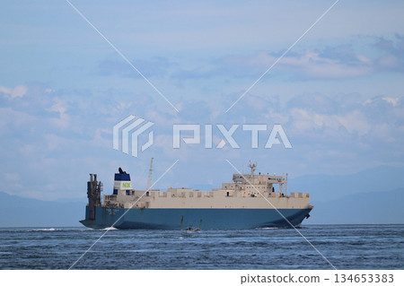 RORO ship sailing through the Kurushima Strait RORO ship sailing through the Kurushima Strait 134653383