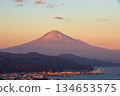 Mount Fuji at dusk as seen from Nihon-daira 134653575