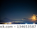 The moon and Mt. Fuji from Nihon-daira 134653587