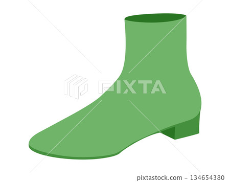 Green sock boot women color flat. Slim ankle knit boot for trend wardrobe and fashion styling. Technical fashion CAD  134654380