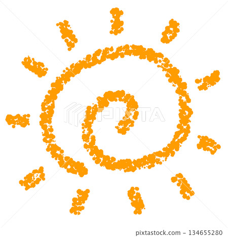 Crayon material hand-drawn illustration of the sun 134655280
