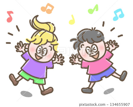 Illustration of dancing children 134655907