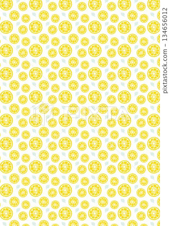 Retro style simple and pop yuzu illustration pattern 134656012