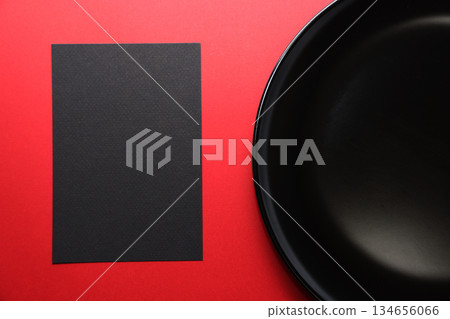 Black plate and card Black plate and card 134656066