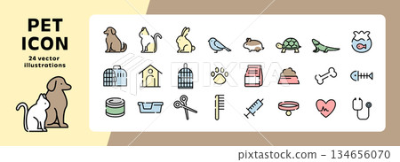 Colorful pet icon set Colorful pet icon set 134656070