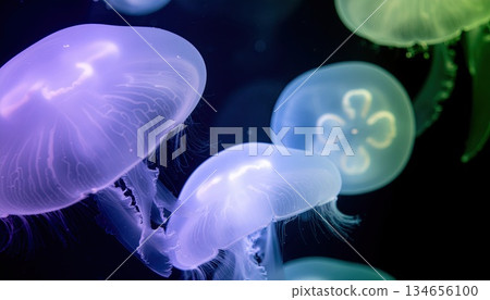 AI image: Jellyfish floating in an aquarium 134656100