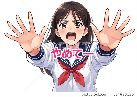 Stop! shouts female student Stop! shouts female student 134656130