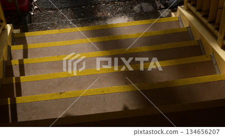 Stairs of a pedestrian overpass 134656207