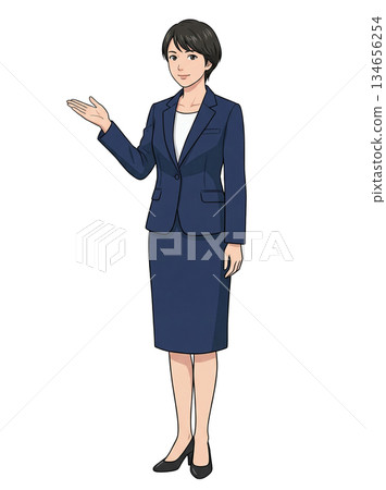 A serious and beautiful guide girl standing 134656254